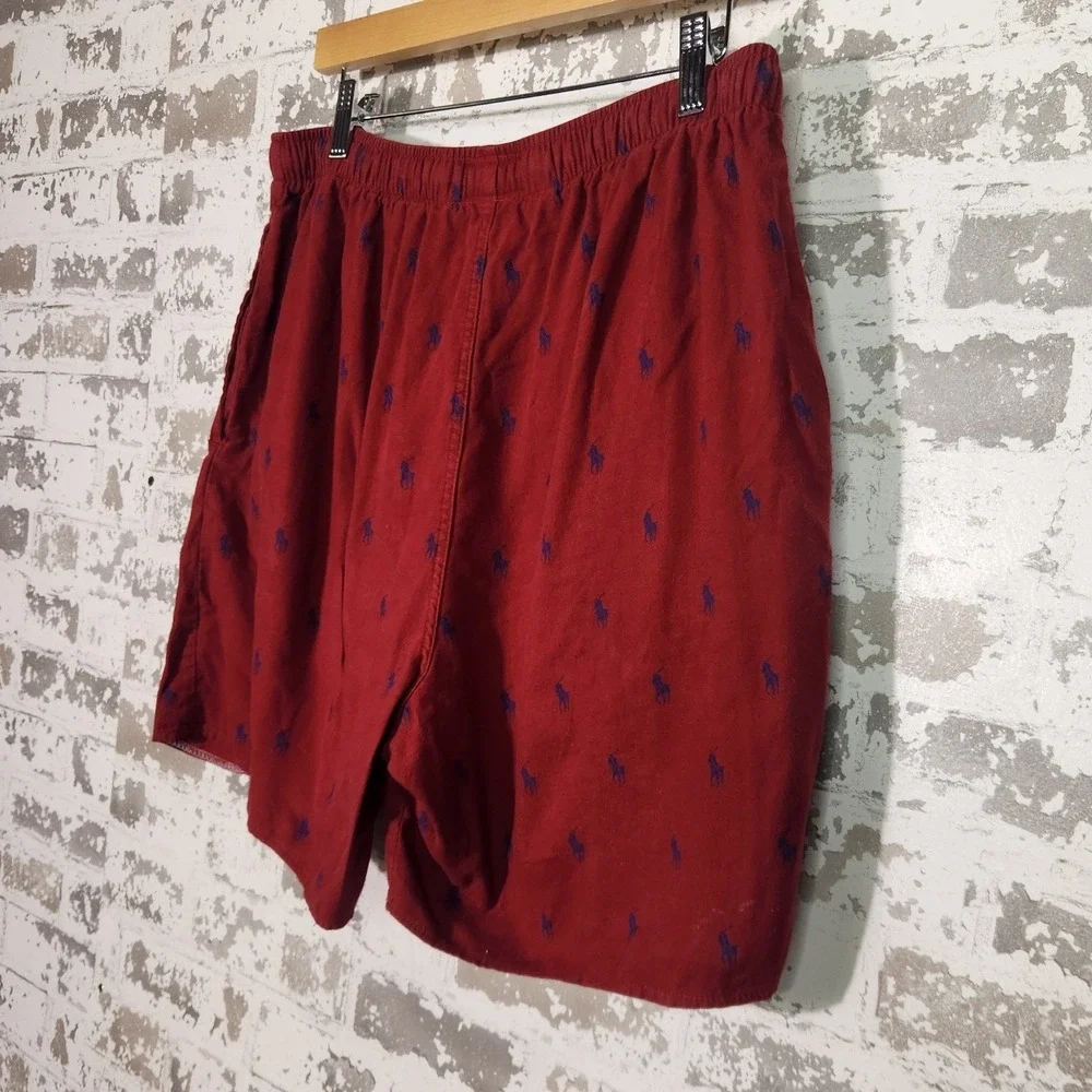 Polo Ralph Lauren Sleep Shorts Mens Large Red Pony Print Pajama Bottoms Preppy